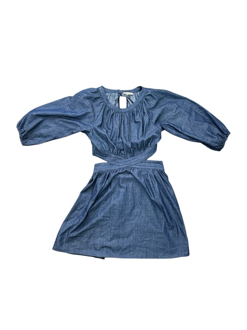 EESOME Chambray Cutout Mini Dress Blue Size Small Cottagecore Boho